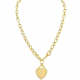 14k Yellow Gold Link Chain with Heart (17",14.3g)