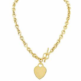 14k Yellow Gold Link Chain with Heart (17",25g)