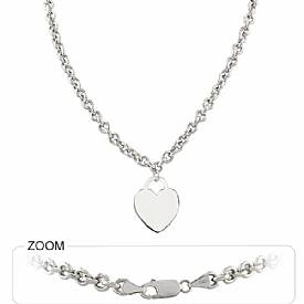 14k White Gold Link Chain with Heart (17",17.8g)