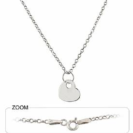 14k White Gold Link Chain with Heart (17",1.9g)