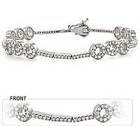 14K White Gold Diamond Bar-Circle Bracelet