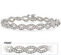14K White Gold Diamond Crisscross Bracelet
