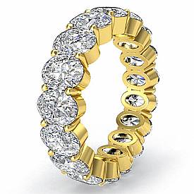 Oval Cut Diamond Eternity Wedding Band 14k Gold (4.15Ct. tw.)