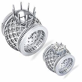 6.75 CT Round Baguette Diamond Fashion Band Ring W Gold