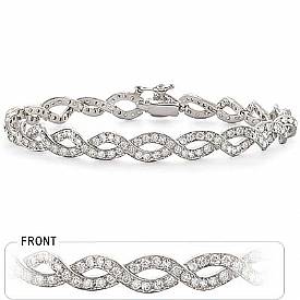 14K White Gold Diamond Crisscross Bracelet