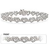 14K White Gold Diamond Heart Bracelet