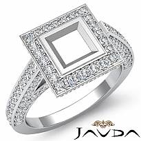 1.25Ct Halo Setting Diamond Engagement Princess Semi Mount Ring 14K White Gold