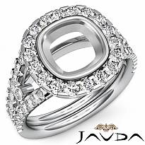 1.1CT Diamond Engagement Ring Cushion Semi Mount 14K White Gold Halo Setting