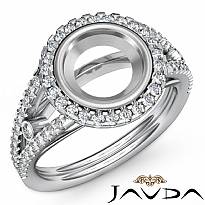 Diamond Engagement Ring Round Semi Mount Halo Pave Setting 14k White Gold 0.80Ct