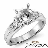 Diamond Engagement Three 3 Stone Trillion Round Setting Ring 14k W Gold 0.60Ct