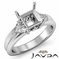 Diamond Engagement Three 3Stone Trillion Princess Setting Ring 14k W Gold 0.60Ct