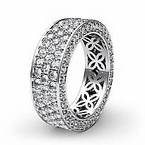 3 Row Women's Anniversary Band 14k White Gold Pave Eternity Ring Diamond 2.75Ct