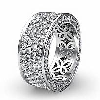 4 Row Pave Eternity Round Diamond Ring Womens Wedding Band 14k White Gold 3.5Ct