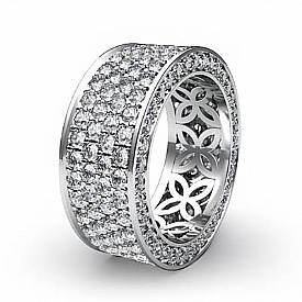 4 Row Pave Eternity Round Diamond Ring Womens Wedding Band 14k White Gold 3.5Ct