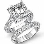 2.50Ct Pave Diamond Engagement Ring Princess Bridal Set 14k Gold