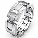 0.60 CT Princess Diamond Man Eternity Wedding Band 14k White Gold.