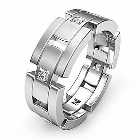 0.60 CT Princess Diamond Man Eternity Wedding Band 14k White Gold.