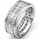 3 CT Princess Diamond Man Eternity Wedding Band Gold.