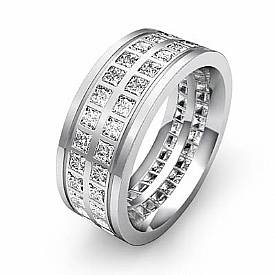 3 CT Princess Diamond Man Eternity Wedding Band Gold.