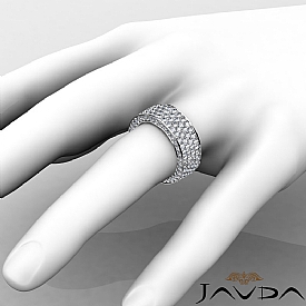 4 Row Pave Eternity Round Diamond Ring Womens Wedding Band 14k White Gold 3.5Ct