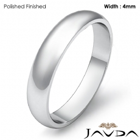 Classic Men 4mm Solid 14k White Gold Plain Dome Wedding Ring Band 3.2g 4sz