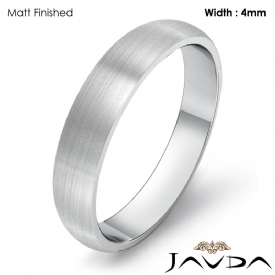 Classic Men 4mm Solid 14k White Gold Plain Dome Wedding Ring Band 3.2g 4sz