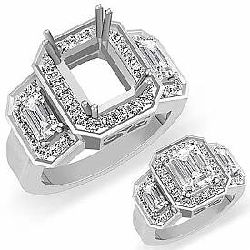 1.75CT Emerald Diamond 3 Stone Anniversary Ring Setting Gold