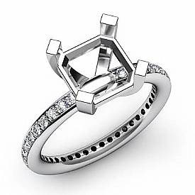 0.51Ct Diamond Engagement Ring Asscher Setting 14k White Gold