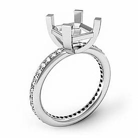 0.51Ct Diamond Engagement Ring Asscher Setting 14k White Gold