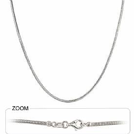 14k White Gold New Solid Long Snake Chain Necklace (18",6.8g)