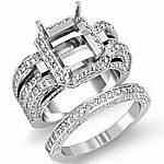 2.7Ct Pave Diamond Engagement Ring Radiant Bridal Set 14k W Gold