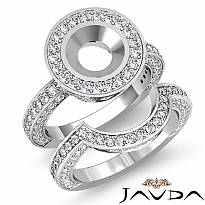 3Ct Diamond Engagement Ring Round Bridal Halo Setting 14k White Gold SemiMount