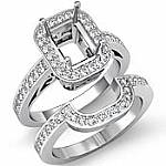 1.25Ct Diamond Engagement Ring Emerald Bridal Set 14k White Gold