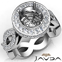 Round Cut Diamond Engagement Ring Pave Setting 14K White Gold Wedding Band 1.3Ct
