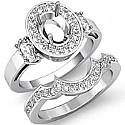 1.45Ct Oval Diamond Engagement Ring setting 14k White gold Bridal Set