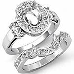 1.45Ct Oval Diamond Engagement Ring setting 14k White gold Bridal Set