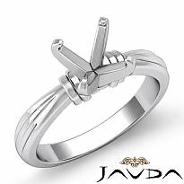 4.85g Diamond Ridged Solitaire Engagement Ring Setting 18k Gold White Semi Mount 2.6mm