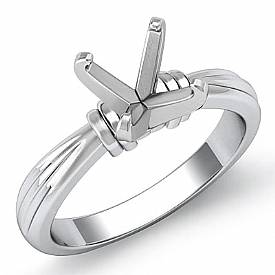 4.85g Diamond Ridged Solitaire Engagement Ring Setting 18k W Gold Semi Mount 2.6mm