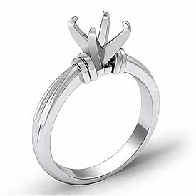 4.85g Diamond Ridged Solitaire Engagement Ring Setting 18k W Gold Semi Mount 2.6mm