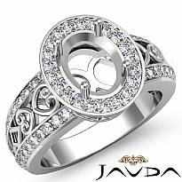 0.75 CT Diamond Engagement Ring 14k White Gold Oval Semi Mount Halo Pave Setting