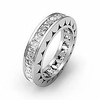 Vintage Eternity Band Women Ring Princess Channel Diamond 14k White Gold 2.35Ct