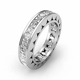 2.35 Ct Princess Diamond Wedding Eternity Band Ring W Gold