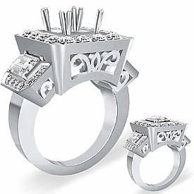 1.75CT Emerald Diamond 3 Stone Anniversary Ring Setting Gold