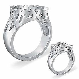 0.12Ct Round Diamond Engraved Antique Semi Mount W Gold