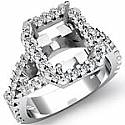 1CT Diamond Engagement Radiant Semi Mount 14k White Gold Ring