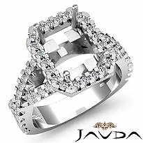 1Ct Diamond Engagement Ring Halo Setting 14K White Gold Radiant Shape Semi Mount