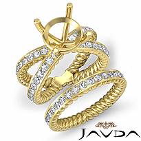 Antique Round Diamond Engagement Ring Bridal Set 14k Gold Yellow SemiMount  (1.92Ct. tw.)