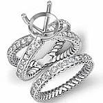 1.60Ct Antique Round Diamond Engagement Ring Bridal Set 14k White Gold