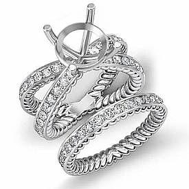 1.60Ct Antique Round Diamond Engagement Ring Bridal Set 14k White Gold