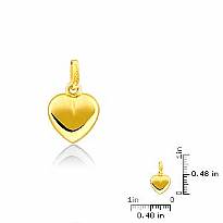 14k Solid Yellow Gold Heart Charm Hollow Pendant 1.2 Gram
